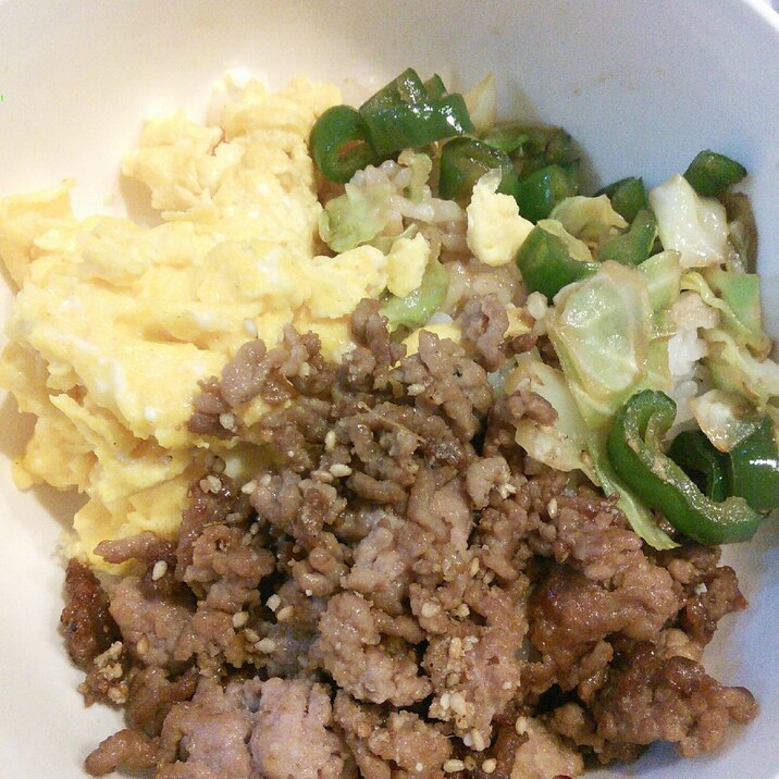 豚ミンチで作る☆簡単３色丼